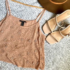 Pink Studded Crop Tank